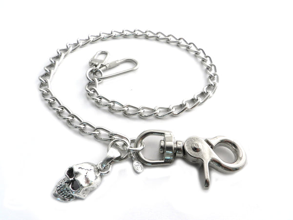 WALLET CHAIN \"ROUND WIRE\" シルバー Splicer Chrome Skull Pendant XL Wallet Chain 16