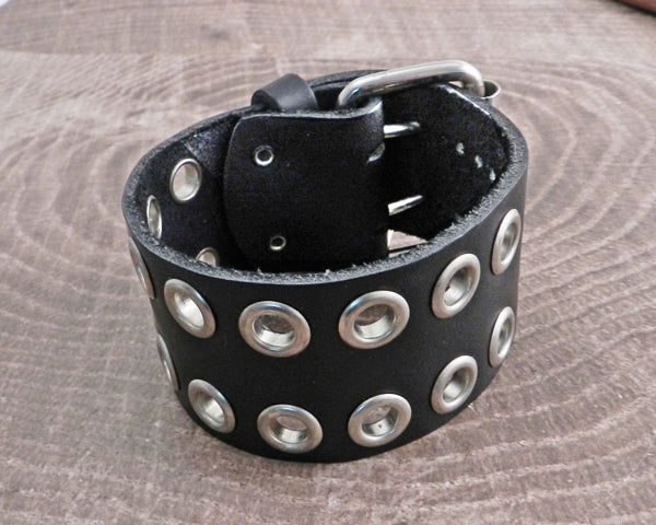 Leather Cuff Bracelet Grommet Buckle AMiGAZ Attitude Approved