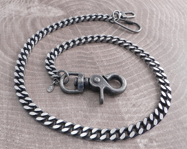 Cuban Leash Distressed Wallet Chain-Steel Stainless