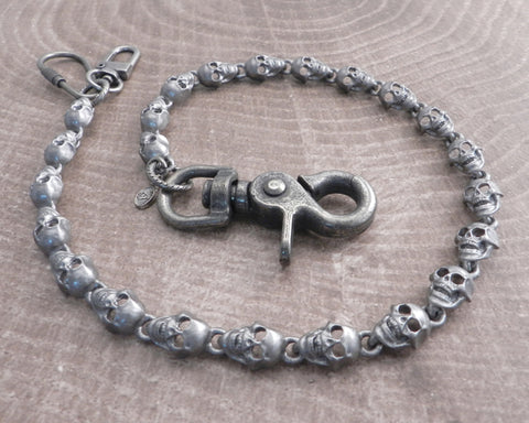 Flat Skull Pewter Wallet Chain