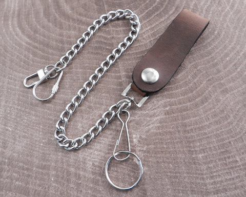 Leather Wallet Chain Loop Brown