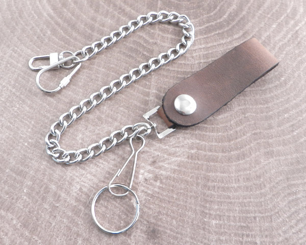 Leather Wallet Chain Loop Brown