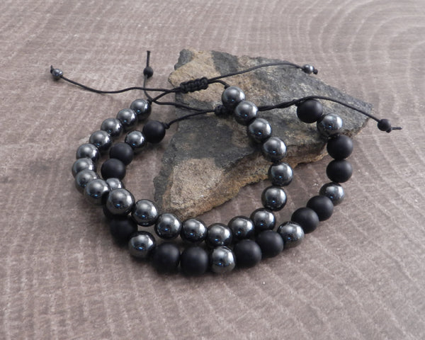 Hematite Slider Shamballa Bracelet