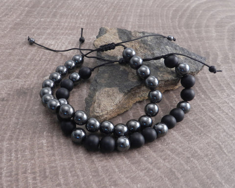 Hematite Slider Shamballa Bracelet
