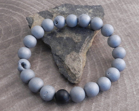 Druzy Stone Bead Bracelet 10mm