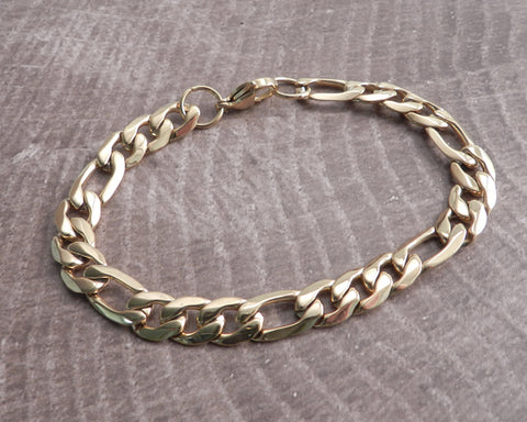 Figaro Stainless Steel Chain Bracelet Gold