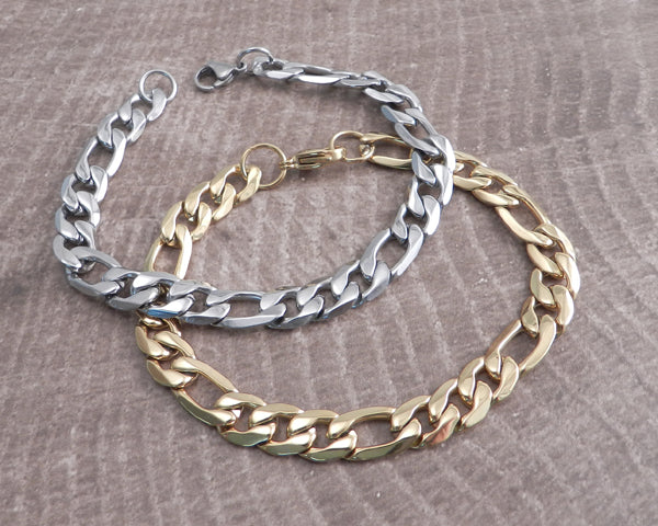 Figaro Stainless Steel Chain Bracelet 8.5"