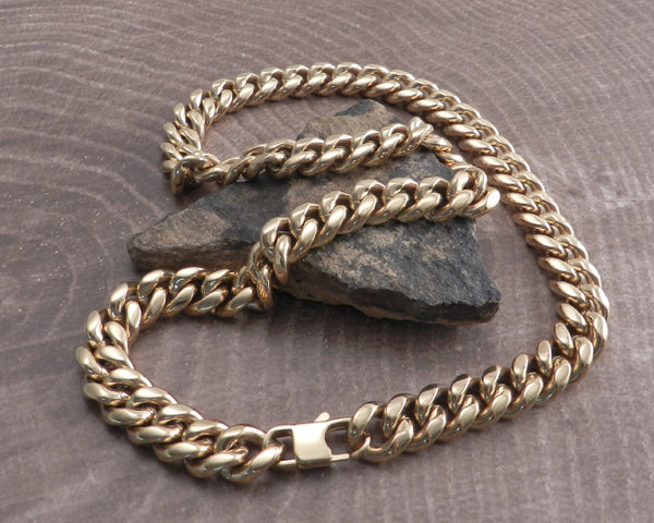 Cuban Smooth Gold Leash XL 10mm Stainless Steel Necklace 22"