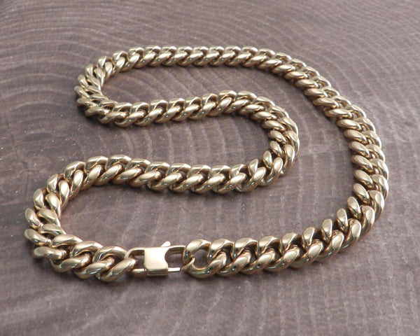 Cuban Smooth Gold Leash XL 10mm Stainless Steel Necklace 22"