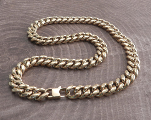 Cuban Smooth Gold Leash XL 10mm Stainless Steel Necklace 22"