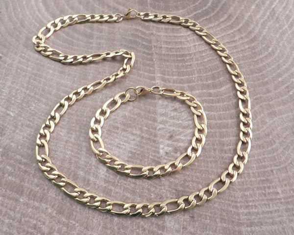 Figaro Chain Stainless Steel Necklace Gold