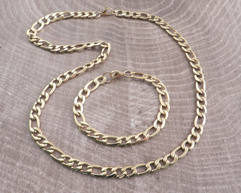 Figaro Chain Stainless Steel Necklace Gold