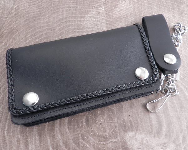 Braided Genuine Leather Wallet Chain