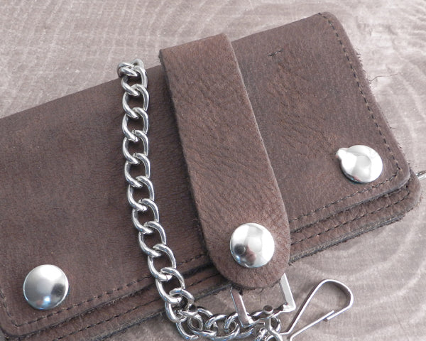 Chain Wallet Brown Leather Biker Soft
