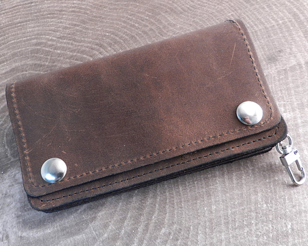 Vintage Brown Leather Biker Wallet