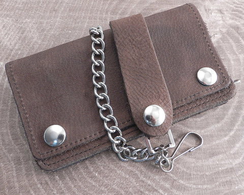 Chain Wallet Brown Leather Biker Soft