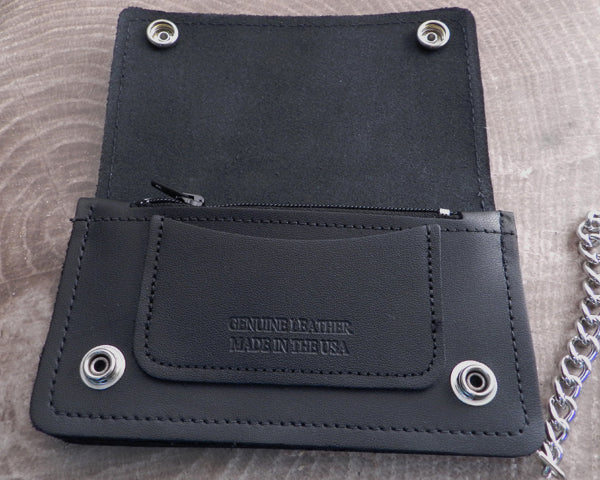Black Braided Genuine Cowhide Leather Wallet Chain