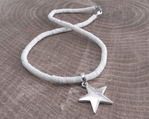 White Pukka Necklace with Star