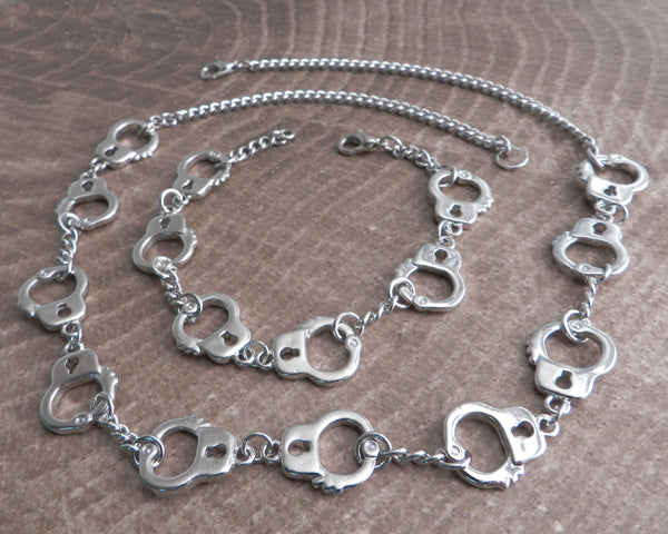 Handcuff Bracelet on Link Chain with keys
