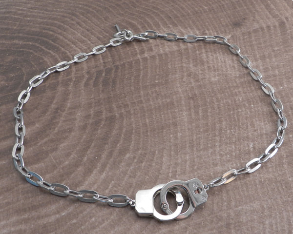 Handcuff Necklace on Link Chain with Keys
