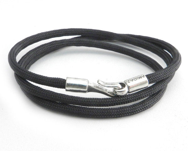 3 Wrap Black para Cord Bracelet with AMiGAZ S-Hook Clasp 8 (Large) / Black