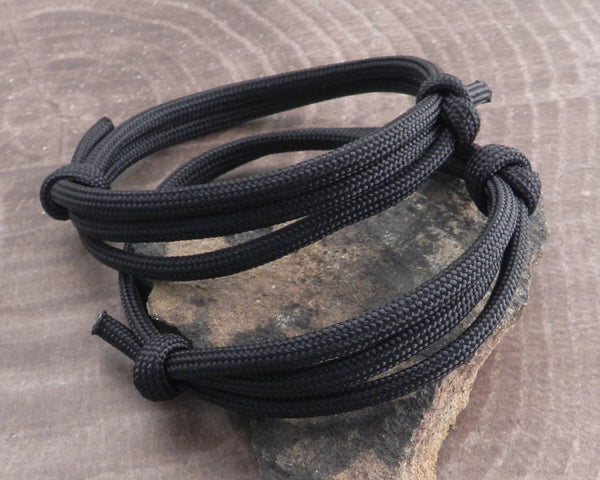 AMiGAZ Double Slider Para Cord Adjustable Black Bracelets 2 pack