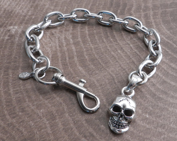Silver Metal Hand Chain Bracelet Skeleton Skull Charm Halloween –  alwaystyle4you
