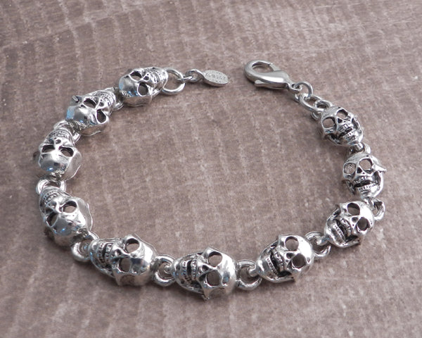 Flat Skull Pewter Bracelet