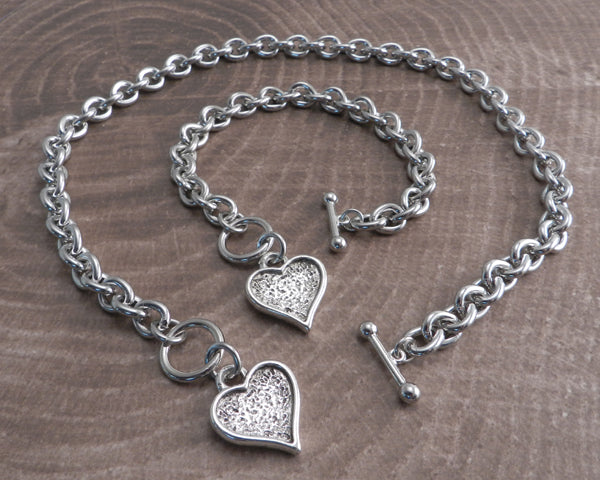 Teardrop Toggle Bracelet with Textured Heart
