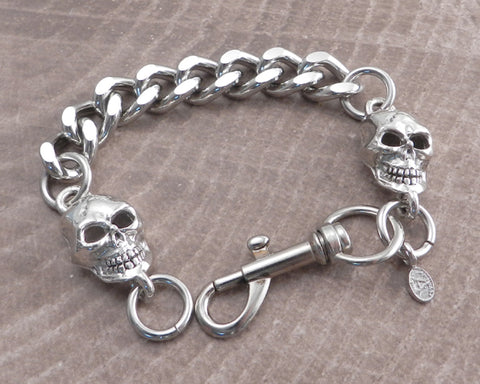 Cut Leash Bracelet with End Skulls