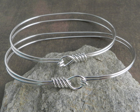 Wire Wrap 2 Row Oval Silver Bracelet