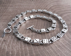 アクセサリー Vintage Silver Dice Chain Bracelet 925 Chrome Hearts 925 Silver Dice Cross Ball Lobster Clasp Bracelet