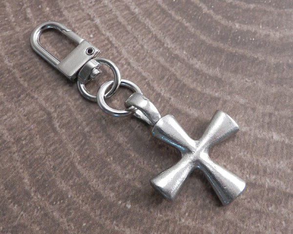 Dog Tag Cross Key Chain Clip-On