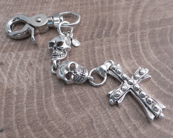 Skull and Bolt Cross Clip-On