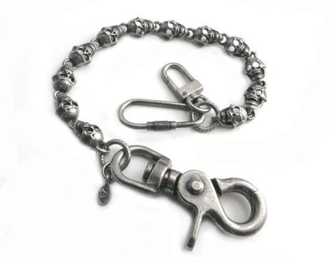 Flat Skull 8” Pewter Key Leash