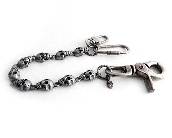 Flat Skull 8” Pewter Key Leash