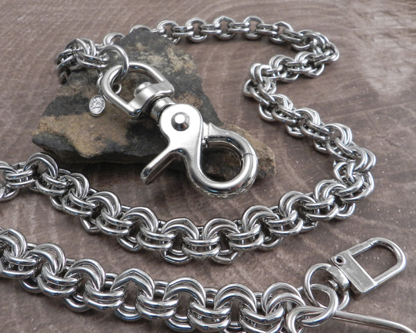 AMiGAZ Cuban Leash Distressed Wallet CHAIN-STEEL Stainless