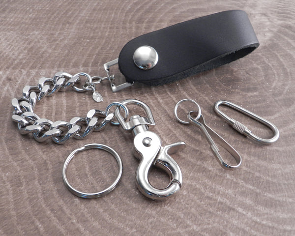Leather Wallet Chain Loop Leash and Snap Hook