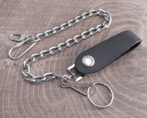 Leather Wallet Chain Loop Black