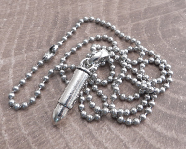 Bullet on Stainless Steel Ball Chain Necklace