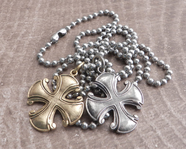 Military Cross on Stainless Steel Ball Chain 3mm