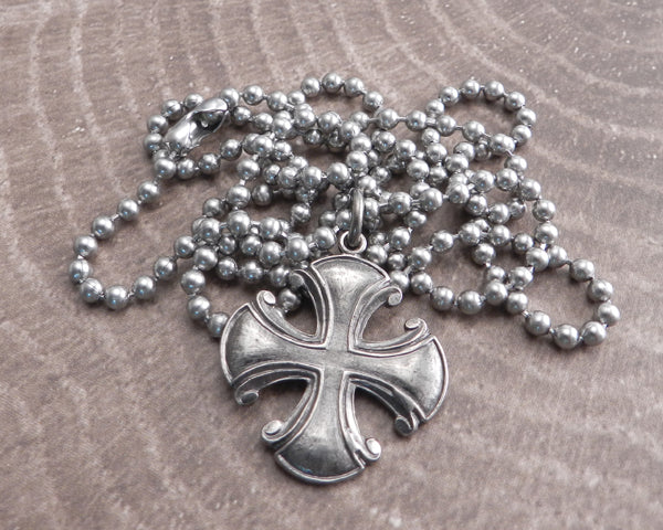 Military Cross on Stainless Steel Ball Chain 3mm