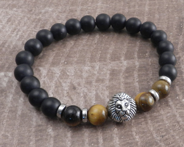 Lion Tiger Eye Stone Bead Bracelet