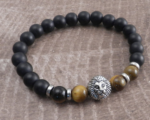 Lion Tiger Eye Stone Bead Bracelet