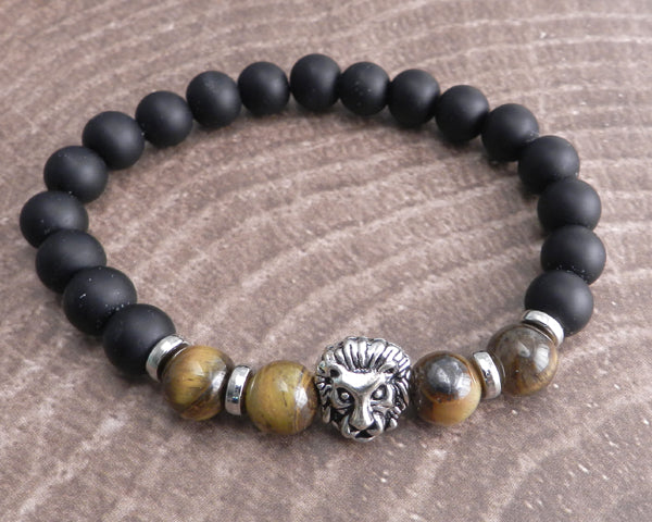 Lion Tiger Eye Stone Bead Bracelet