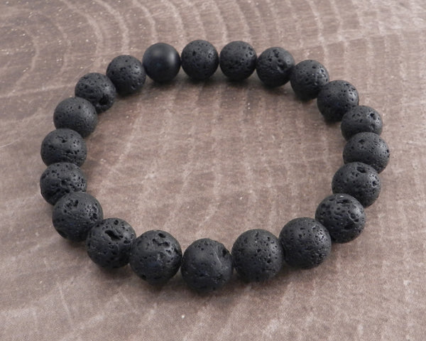 Black Lava Stone 10mm Beaded Bracelet