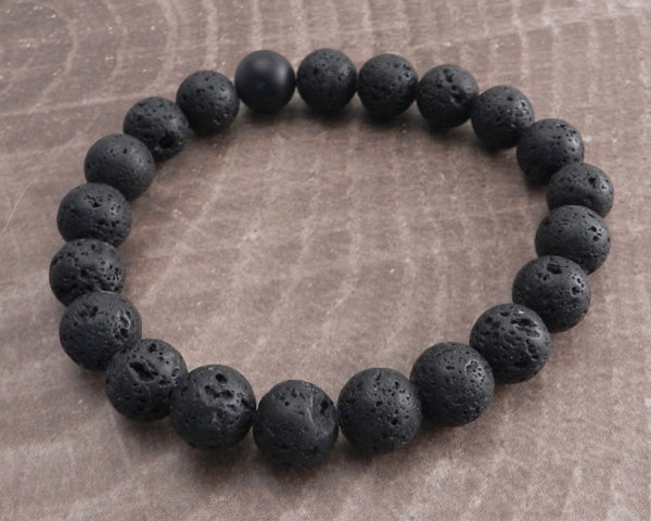 Black Lava Stone 10mm Beaded Bracelet