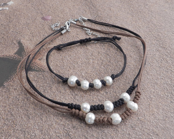 Freshwater Pearl bead Necklace on cord