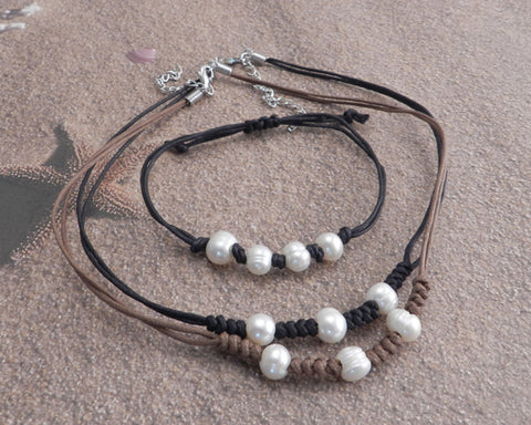 Freshwater Pearl bead Necklace on cord