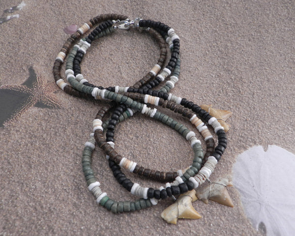 Shark Tooth on Cocco with Puka Accents